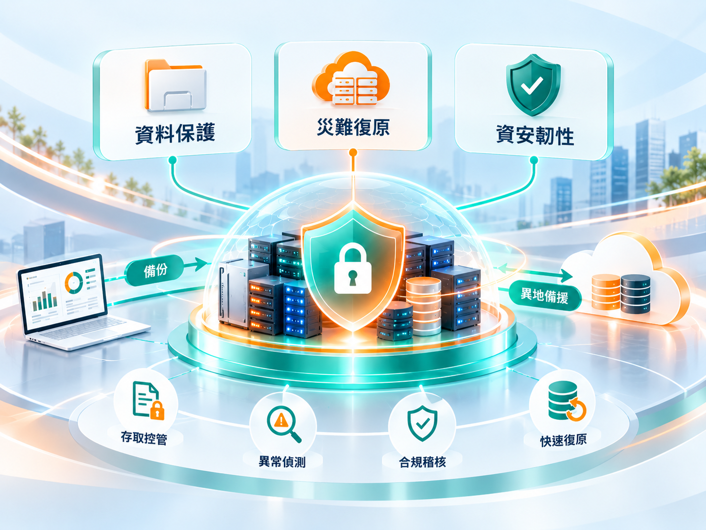 資料保護與安全技術視覺示意