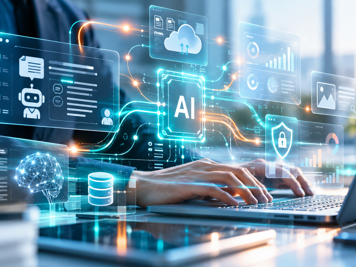 AI 技術整合與應用技術視覺示意