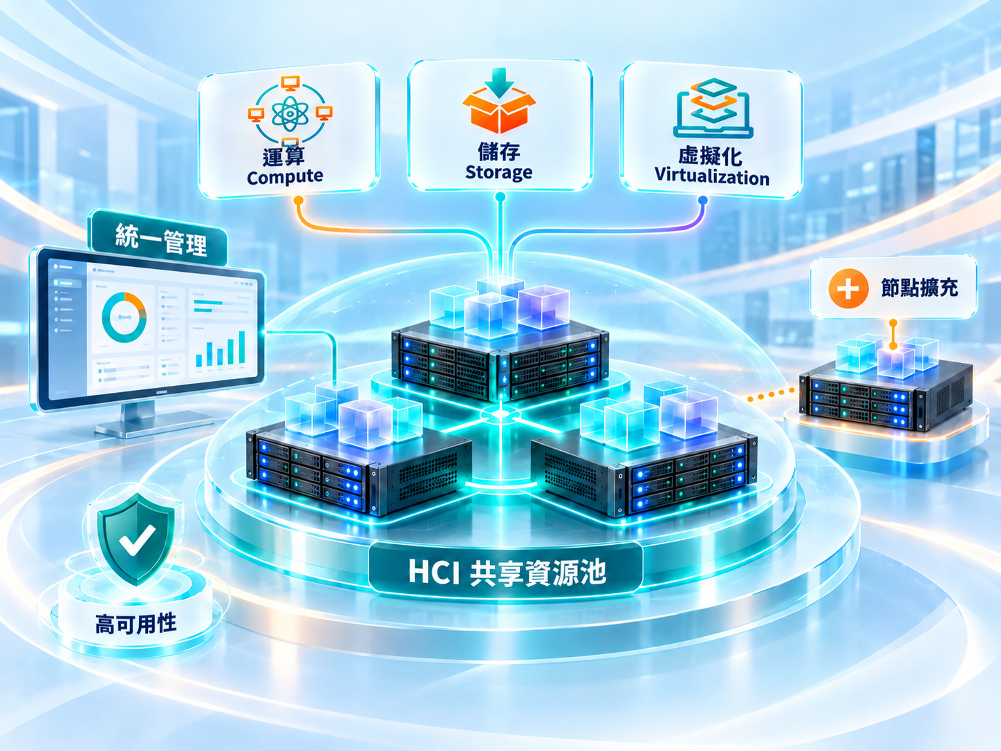 超融合架構 HCI技術視覺示意